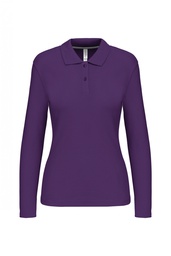 Polo manga larga, Mujer, malla de punto pique, cuello canale, aberturas laterales, 100% algodon peinado pique.