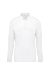 Polo pique de manga larga, Hombre, corte recto, cuello y puños de canale, 100% algodon pique preencogido.